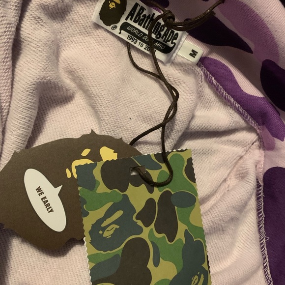 Bape A Bathing Ape Purple Japan Shark Hoodie - Picture 3 of 8